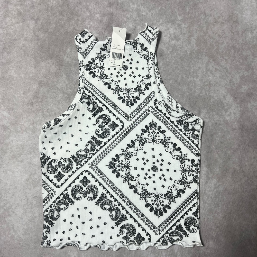 Chic Black and White Patterned Women's Tank Top